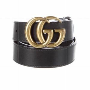 Gucci Double G Logo Leather Belt